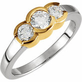3-Stone Anniversary Ring Mounting for Round Gemstones
