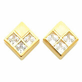 3-Stone Earring Mounting for Square/Princess Center