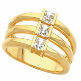 3-Stone Multi-Row Band for Square or Princess-Cut Stones