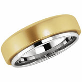 51345 / 14Kt White/Yellow / 7 / 6 Mm / Flat Edge Duo Band With Brushed And Polished Finish