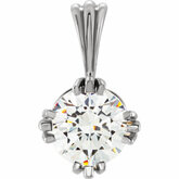 28984 / Continuum Sterling Silver / 4X Mm / Round Triple Prong Basket Pendant