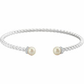 Accented Pearl Bangle Bracelet
