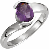 Bezel-Set Ring Mounting for Oval Gemstone Solitaire