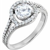 Diamond Halo-Styled Semi-Mount Engagement Ring or Band