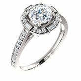 Diamond Semi-mount Halo-Style Engagement Ring or Mounting