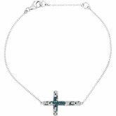 Diamond Sideways Cross Bracelet or Necklace