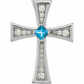 Diamond and Genuine Swiss Blue Topaz Cross