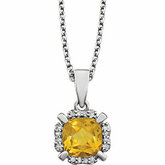 Gemstone & Diamond Halo-Style Necklace