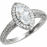 Halo-Styled Marquise Shape Engagement Ring Mounting