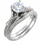 Hand-Engraved Accented Engagement Ring or Band