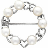 Heart Design Circle Brooch Mounting for Pearls