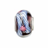 KeraÂ® Purple & Blue with Pink Rose Glass Bead