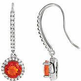 Mexican Fire Opal & Diamond Earrings or Semi-mount