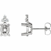 Oval 4-Prong Accented Lightweight Earring Mounting