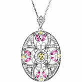 Pink & Yellow Sapphire & Diamond Pendant