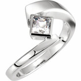 Princess Solitaire Bypass Ring Mounting