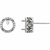 Round 4-Prong Halo-Style Pierced Gallery Earrings