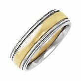 Two Tone 6mm Comfort-Fit Double Milgrain Band