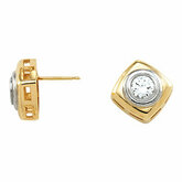Two-Tone Bezel-Set Solitaire Earring Mounting