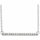 651738 / 14Kt White / None / 1/6 Ctw Blue Diamond Bar Necklace With Rho Plate