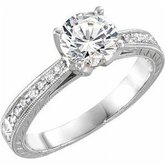 651864 / Engagement Ring / Neosadený / 14K White / round / 6.5 Mm / Polished / Blank Engagement Ring