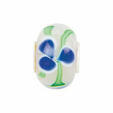 KeraÂ® Blue Flower Green Swirl Glass Bead