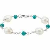 Freshwater Cultured Pearl & Turquoise Bracelet