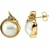 MabÃ© Cultured Pearl & Diamond Earrings