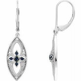 Blue Sapphire & Diamond  Fashion Lever Back Earrings