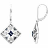 Sapphire & Diamond Lever Back Earrings