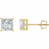 Created Moissanite Princess/Square 4-Prong Threaded Post Stud Earrings