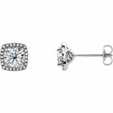 652488 / Set / Sterling Silver / 6 Mm / PAIR / Polished / Forever One 1 1 / 2 Ctw Moissanite And .015 Ctw Diamond Earrings