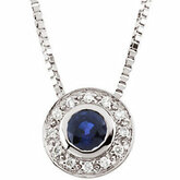 Genuine Blue Sapphire & Diamond Necklace