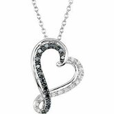 1/5 CTW Black & White Diamond Heart 18" Necklace