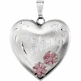 Heart Mom Locket with Flowers