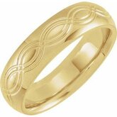 52177 / 18K Yellow / 8.5 / 5 Mm / Polished / Patterned Comfort-Fit Band