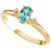 Genuine Blue Zircon & Diamond Ring