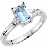 Aquamarine & .06 CTW Diamond Ring